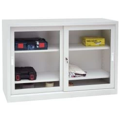 Lage Schuifdeurkasten CH - Met Vitrinedeur - Breedte 150 Cm - Manutan