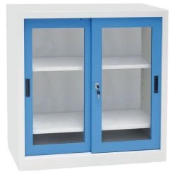 Lage Kasten Met Schuifdeuren CH - Met Vitrinedeuren - Breedte 100 cm - Manutan