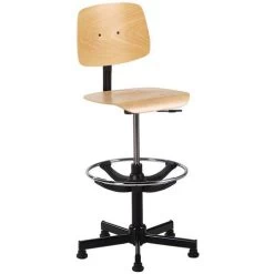 Hoge Werkplaatsstoel - Op Glijdoppen - Met Voetenring