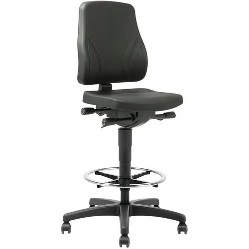 Ergonomische Werkplaatsstoel - Hoog Model, Met Zelfblokkerende Wielen, Met Voetensteun - Manutan - Afbeelding 3