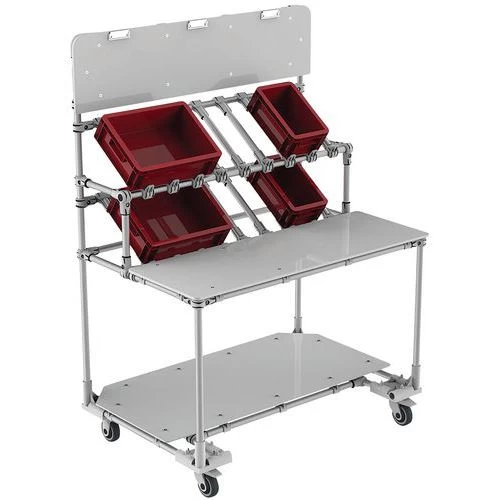 Mobiele Werkpost Met Toevoer Aan De Voorzijde, 2 Legborden Met Informatiepaneel - Trilogiq - Afbeelding 4