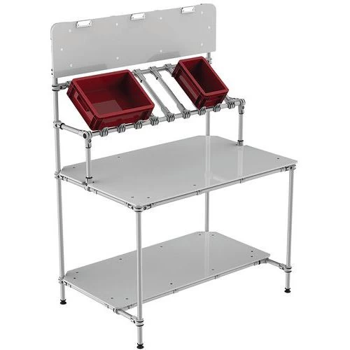 Mobiele Werkpost Met Toevoer Aan De Voorzijde, 2 Legborden Met Informatiepaneel - Trilogiq - Afbeelding 2